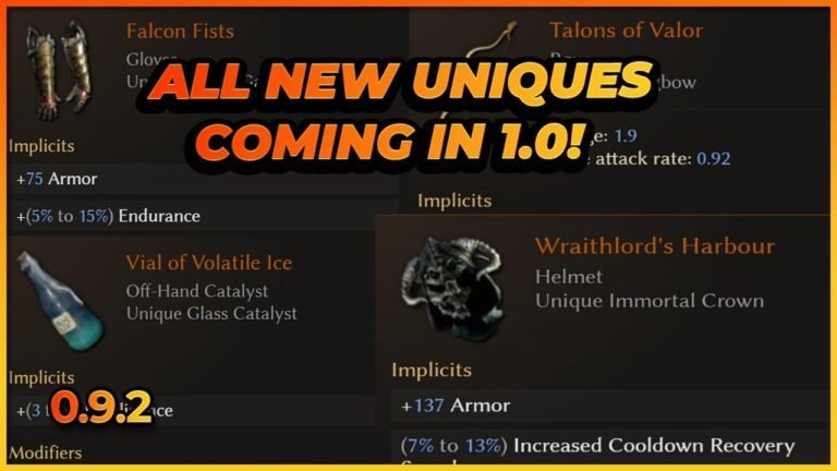 New unique items will be added in the upcoming 1.0 release of Last Epoch. Stay tuned for the latest news and updates in version 0.9.2!