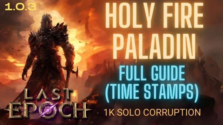 Sicher, hier ist die umgeschriebene Version: "Aktualisierte Anleitung: Last Epoch 1.0.3 - Solo Holy Fire Paladin Build mit 1000+ Solo Corruptions. Geeignet für Hardcore. Detailed Timestamps Included." Lassen Sie mich wissen, wenn Sie weitere Hilfe benötigen!