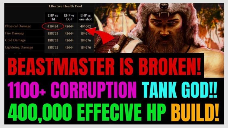 The Ultimate Tank: Godly Beastmaster Build with 1100+ Corruption & 400K HP!